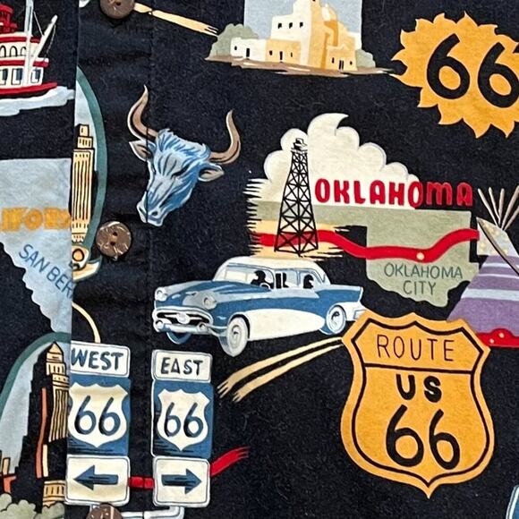 High Seas Trading Co. Route 66 Landmarks Button Down Short Sleeve Hawaiian, L - Picture 8 of 14
